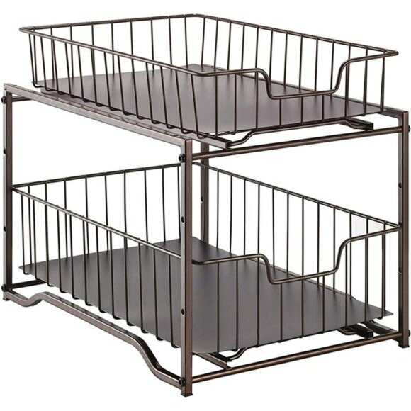 2-Tier Spice Rack Kitchen Organizer Cabinet Storage with Sliding Storage Drawer - Picture 1 of 7